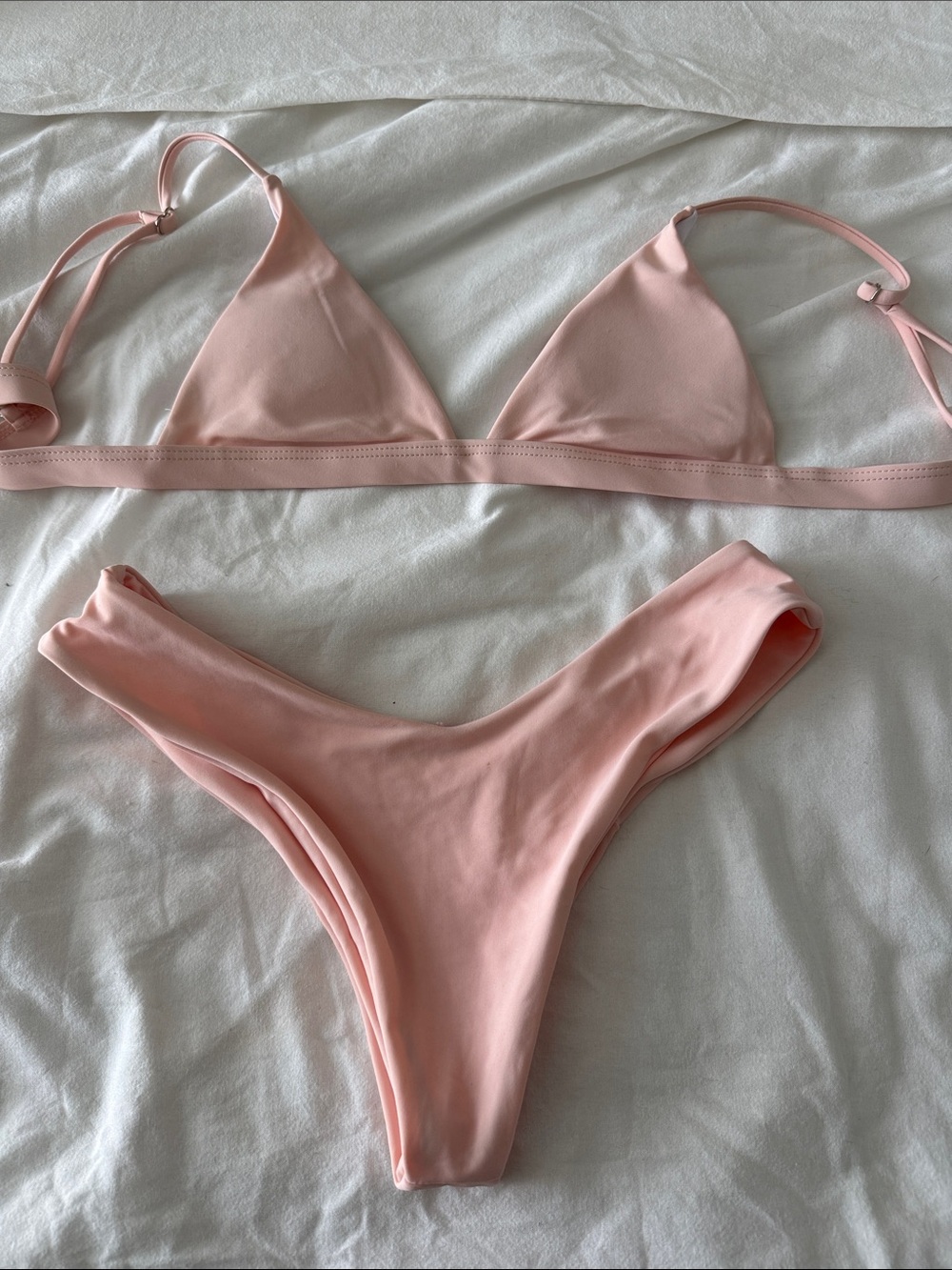 Women's Pink Triangle Bikini Set - Classic Two-Piece Swimwear